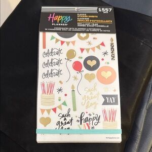 Happy Planner Brilliant Year Festive Celebration Stickers - Gold, Pink, Black